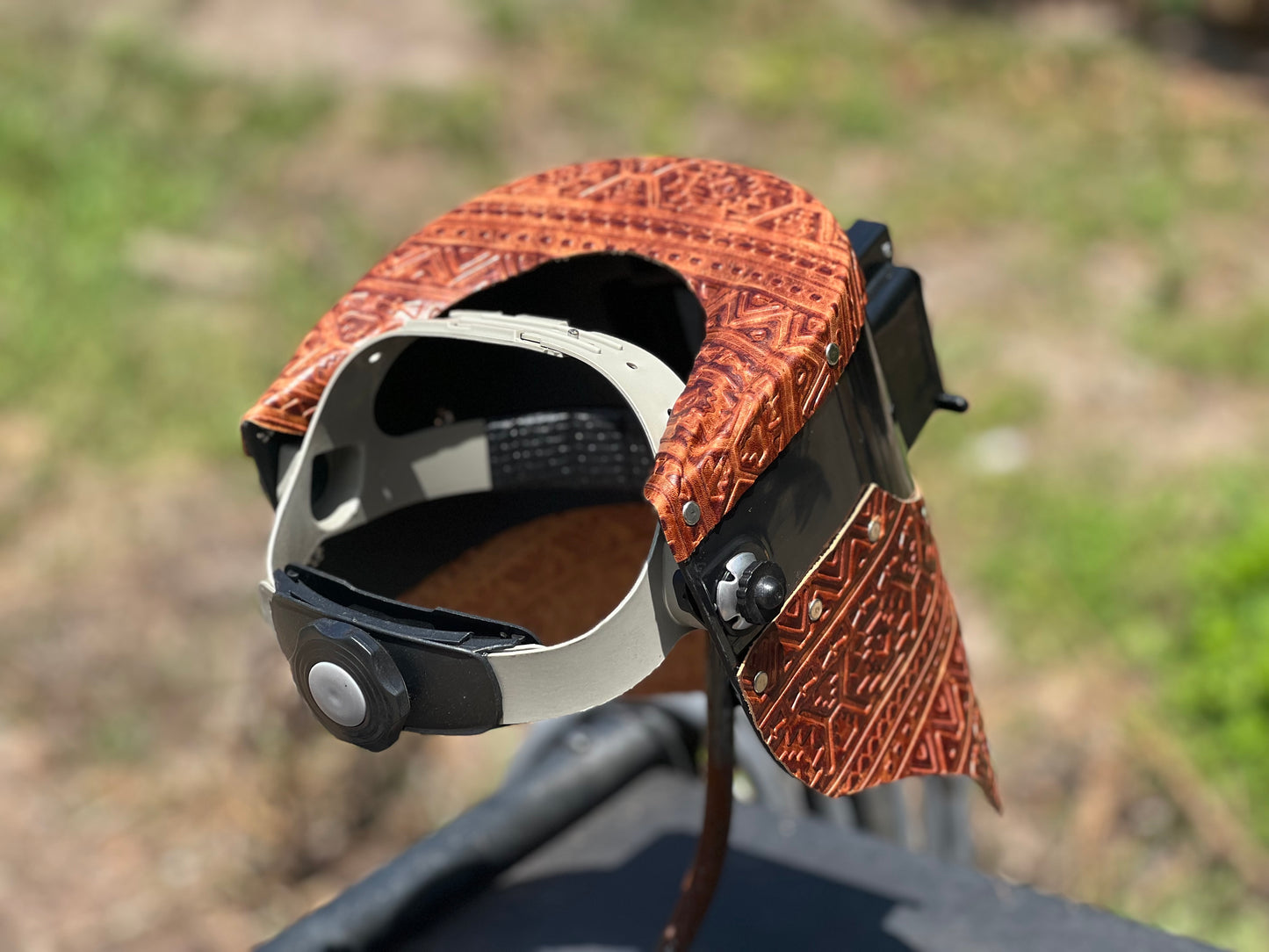 Brown Aztec chopped tiger hood