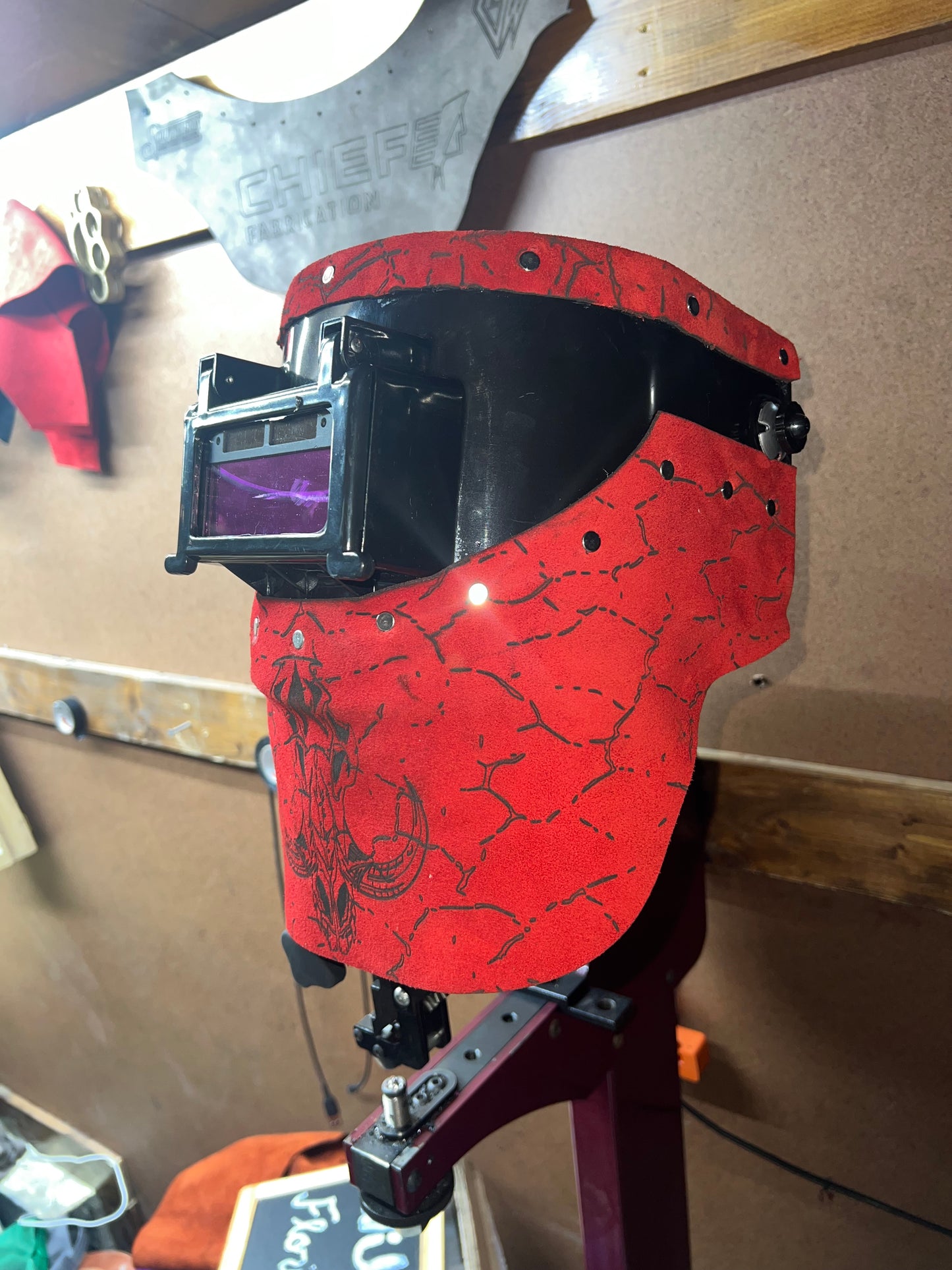 Boar skull welding hood.