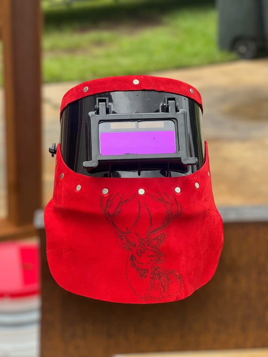 Compact, leather welding hood