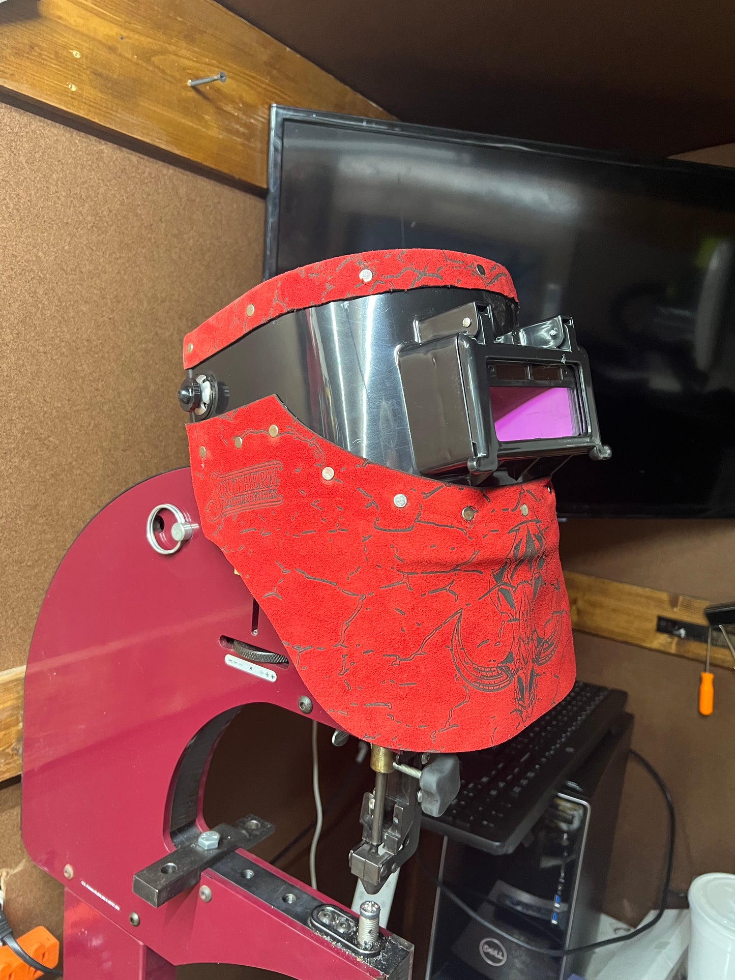 Boar skull welding hood.