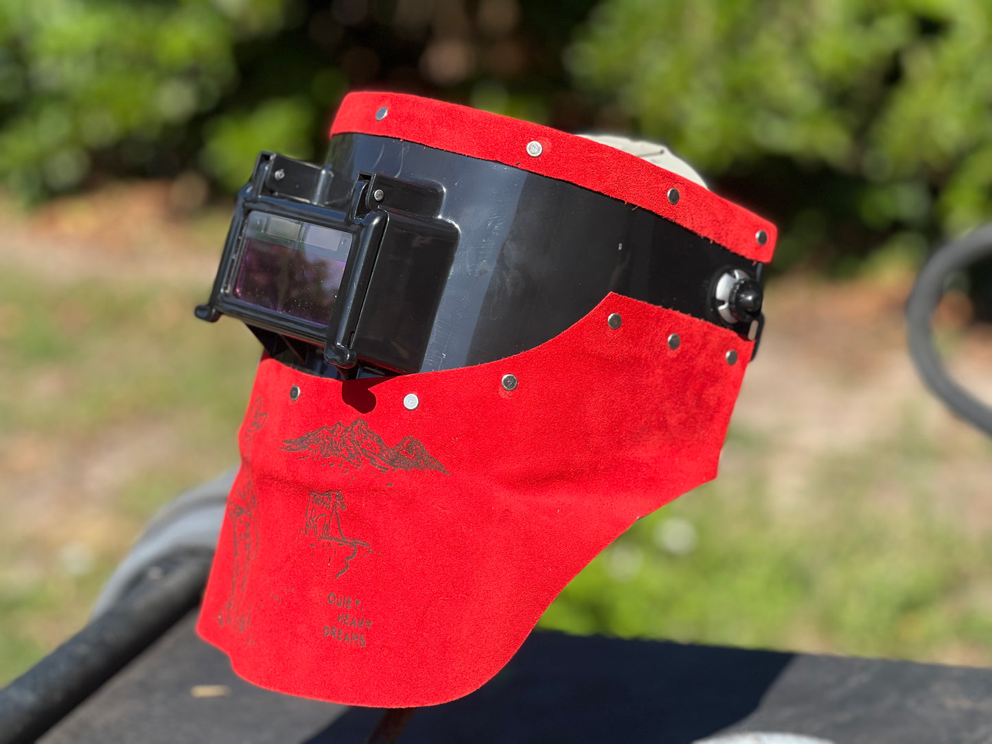 Red cowboy chopped tiger hood