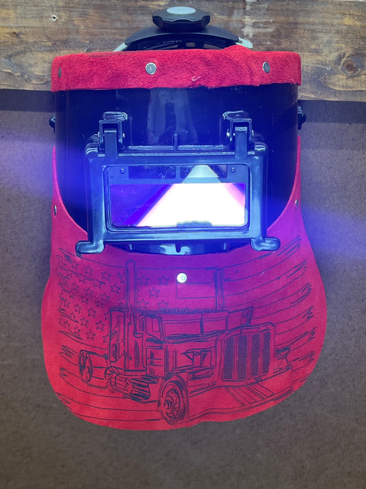 Custom red welding hood