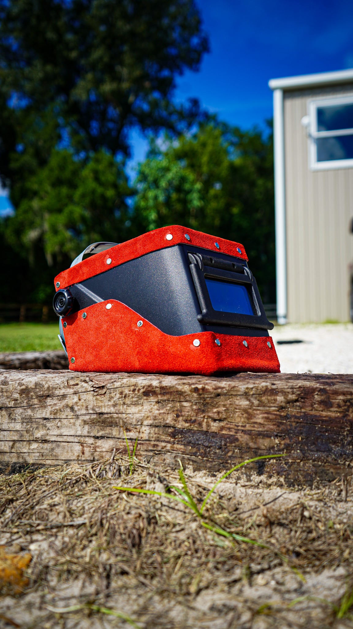Red suede Leather  Double chopped Jackson HSL-2 Welding Hood