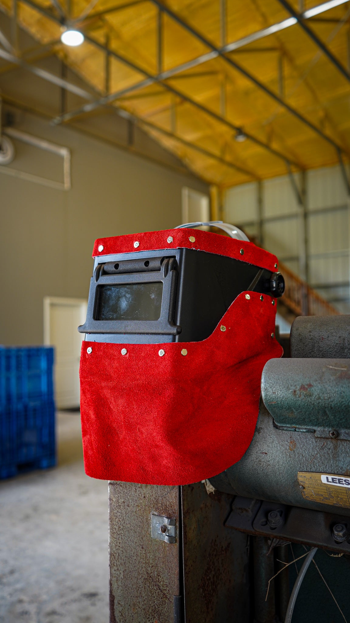 Red suede Leather  Double chopped Jackson HSL-2 Welding Hood