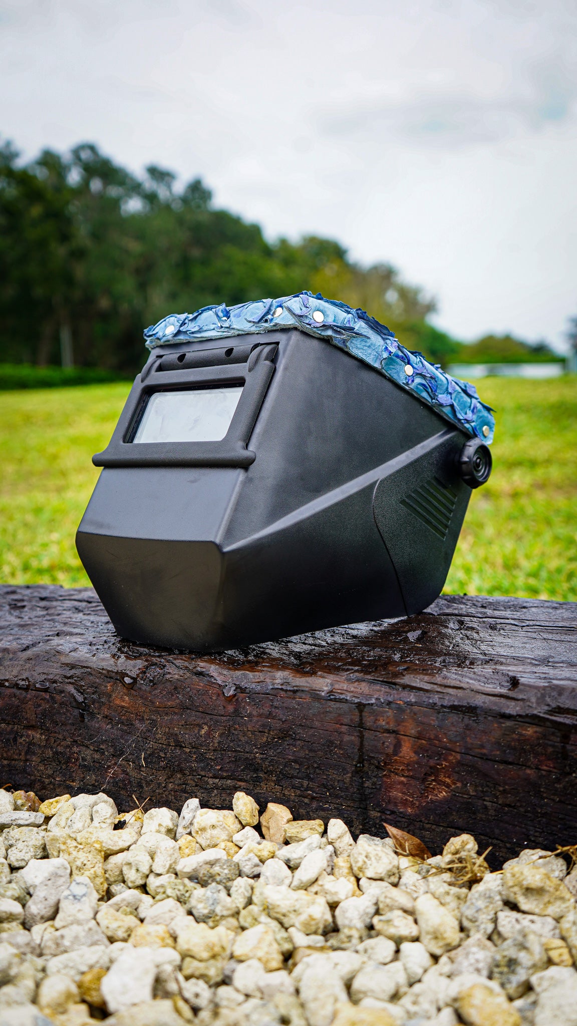 Blue Pirarucu Leather Jackson HSL-2 Welding Hood