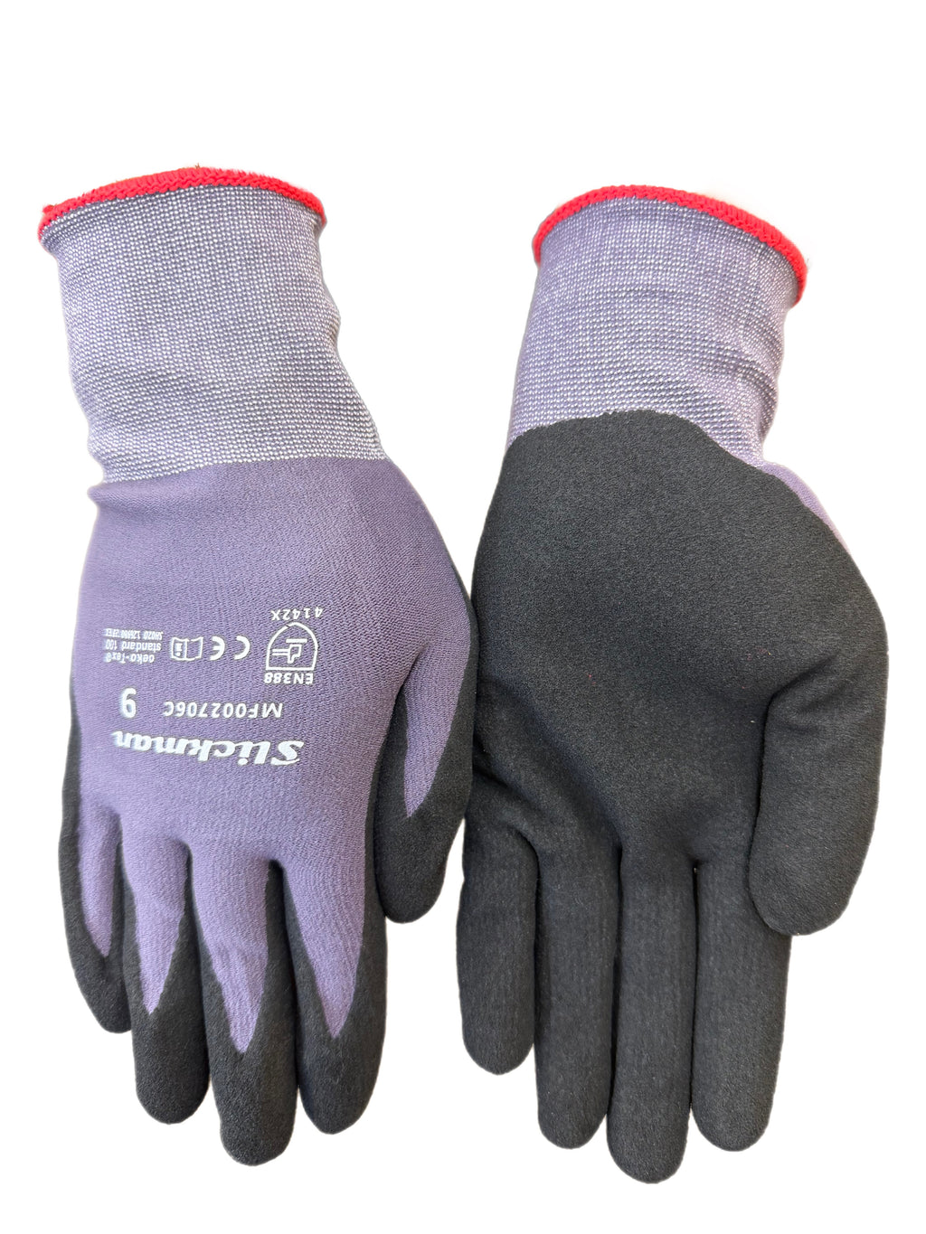 Slickman 12 Pack Nylon Nitrile Dipped Work Gloves