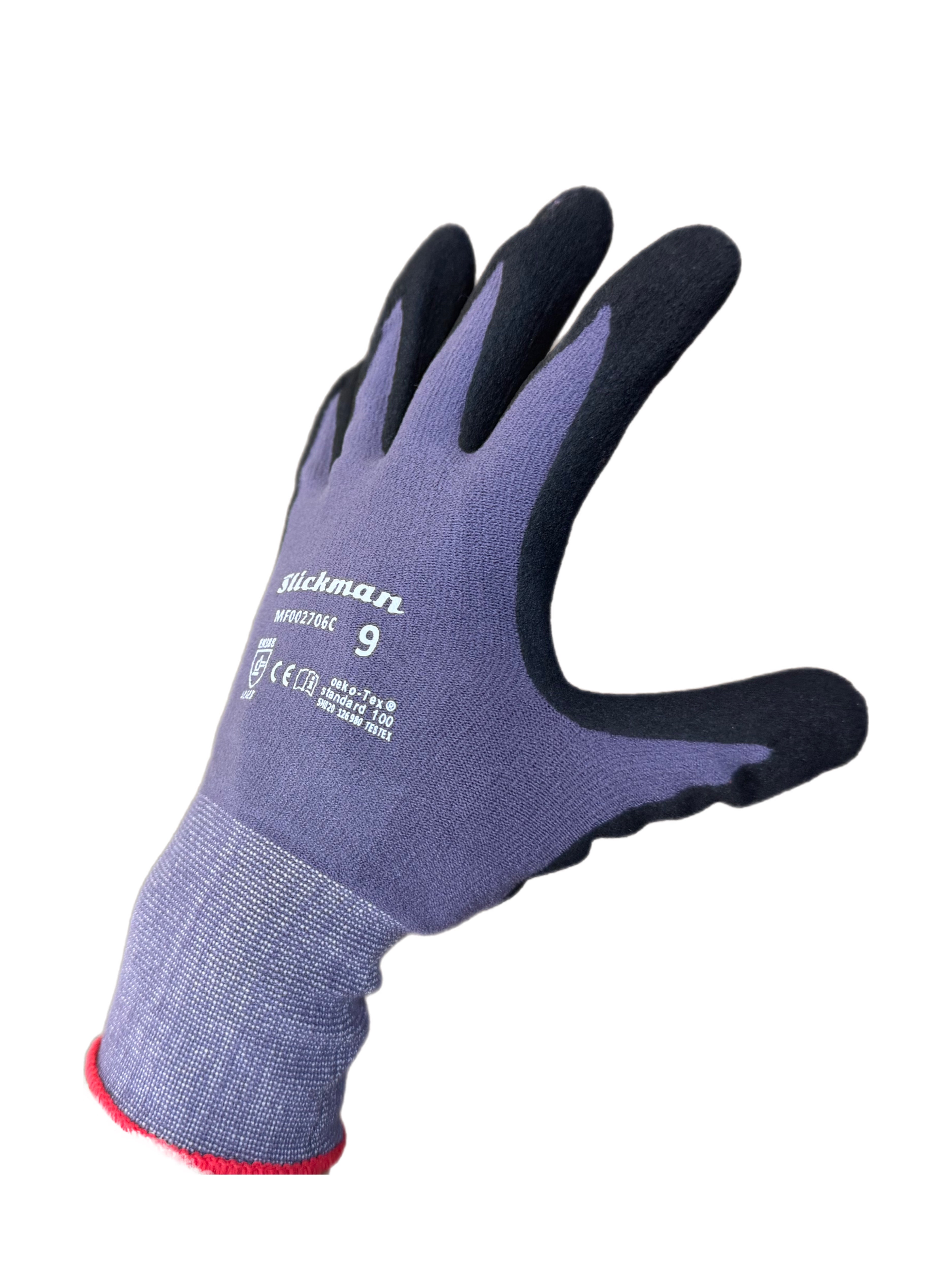 Slickman 12 Pack Nylon Nitrile Dipped Work Gloves