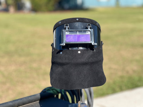 Double Chopped Tiger Welding Hood — Black Leather
