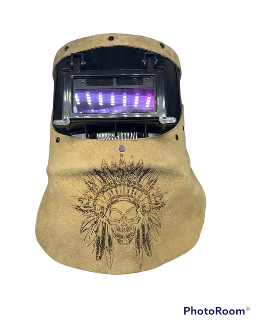 Custom Indian chief skull flip lense auto darkening welding hood