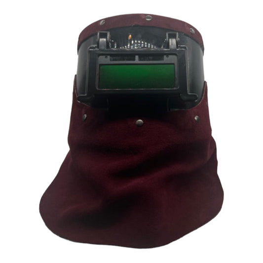 Maroon leather flip lense auto darkening welding custom helmet