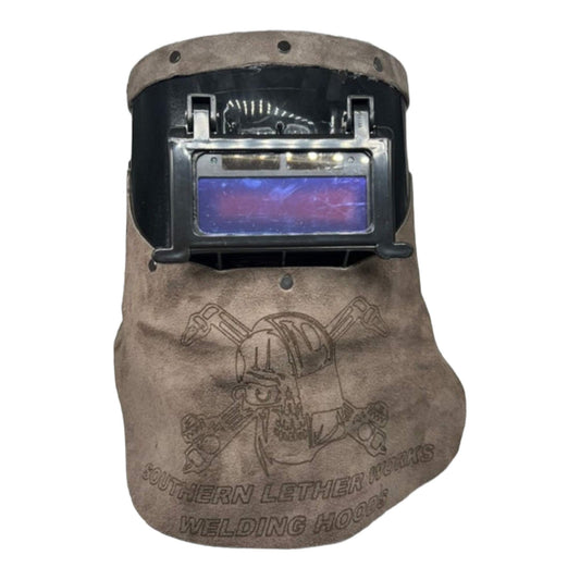 Southern lether works brand auto darkening welding hood.