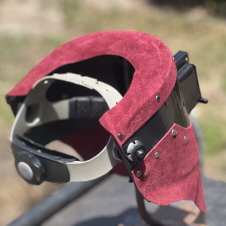 Maroon Leather Flip Lens Auto Darkening Welding Custom Helmet
