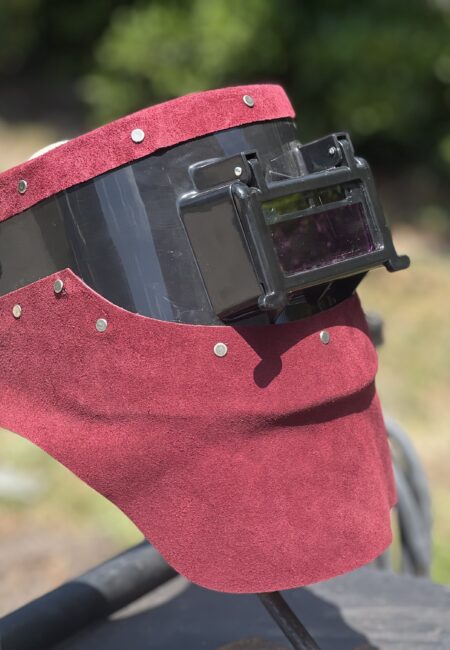 Maroon Leather Flip Lens Auto Darkening Welding Custom Helmet