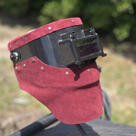 Maroon Leather Flip Lens Auto Darkening Welding Custom Helmet