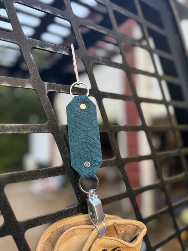 Teal floral glove lanyard
